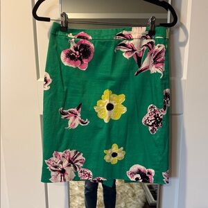 J. Crew Factory Green Floral Mini Skirt